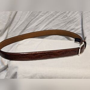 Tommy Hilfiger Mens Brown Croc Embossed Genuine Leather Belt Size 38/95